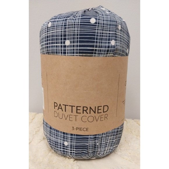 Patterned Duvet Cover Set 3pcs King/Cal King Blue/White - Picture 1 of 6